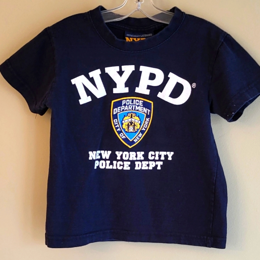 NYPD navy blue short sleeved tee shirt